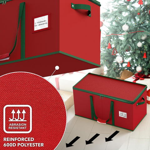 Simple Houseware ornament storage box reinforced handles provide easy lifting