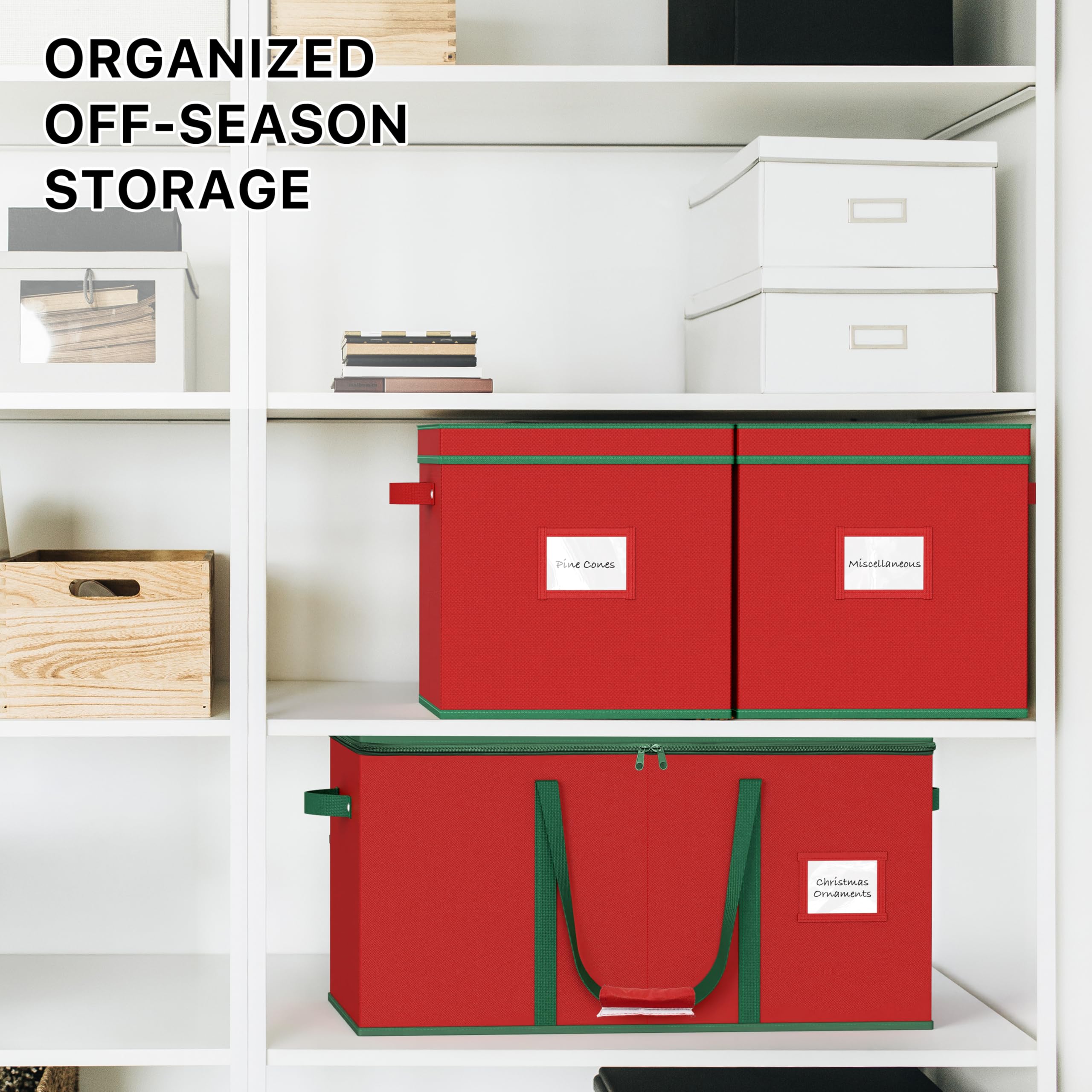Simple Houseware ornament storage box on shelf ready for neat storage
