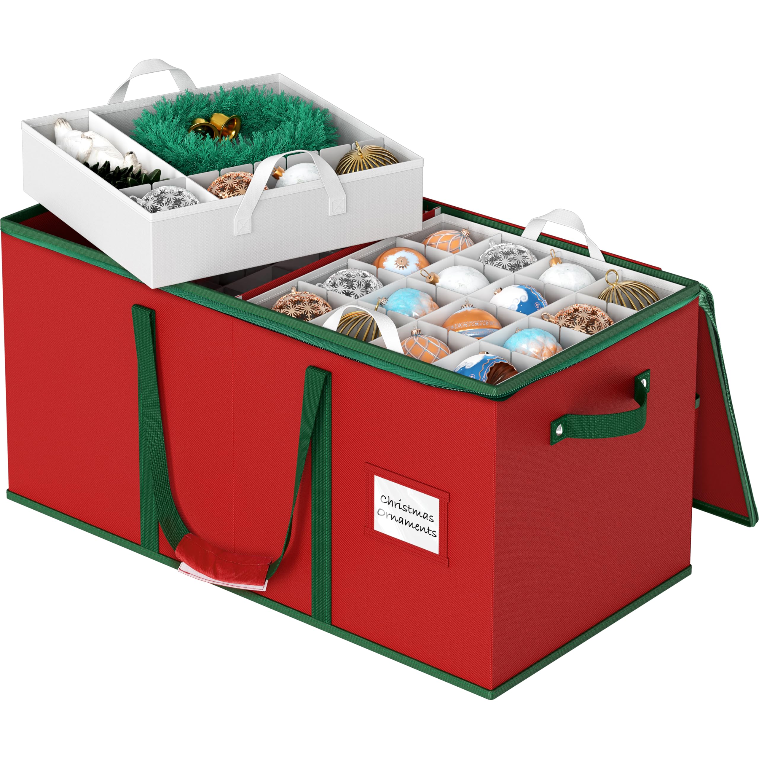 Simple Houseware ornament storage box with zipper lid keeps ornaments dust-free and organized