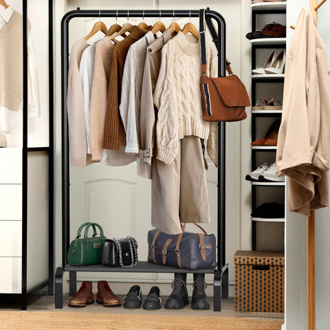Simple Houseware rack storage shelf bottom displaying extra storage space