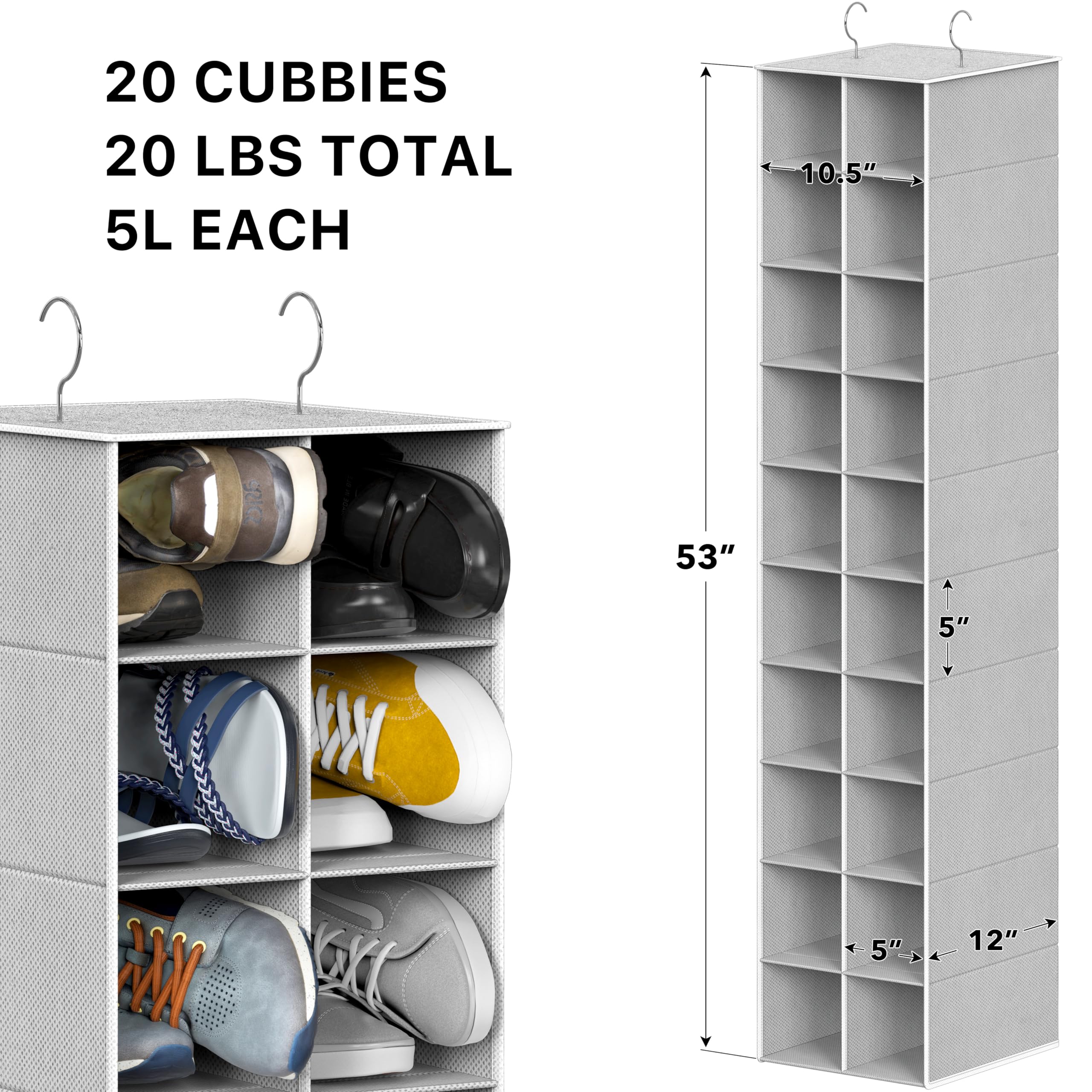 Simple Houseware reinforced dual-hook frame provides sturdy, sag-free closet storage.