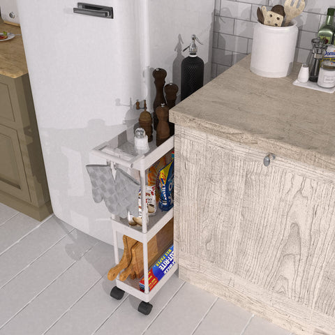 Simple Houseware rolling casters with locks keep the cart steady.