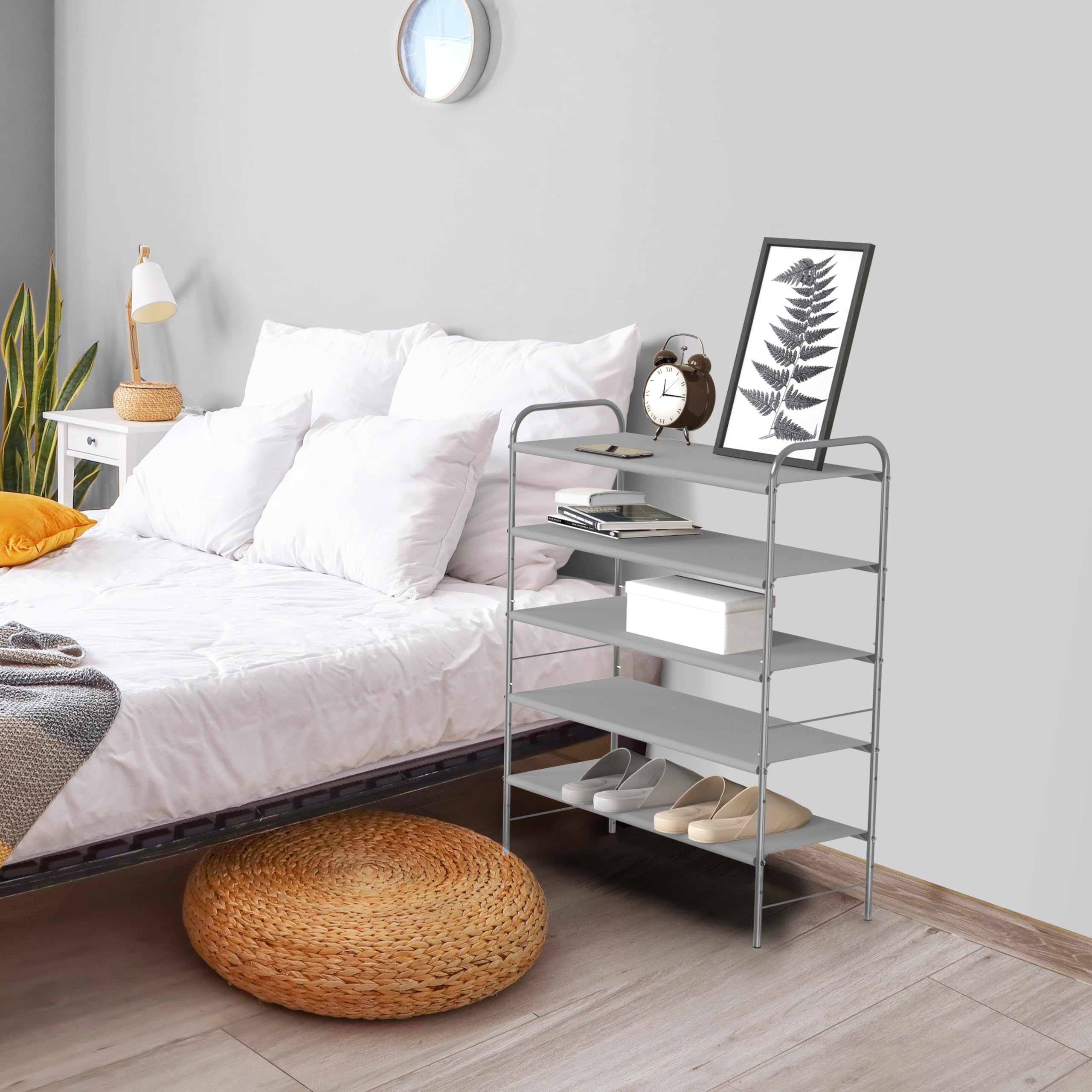 Simple Houseware bottom storage area holds slippers for extra capacity.