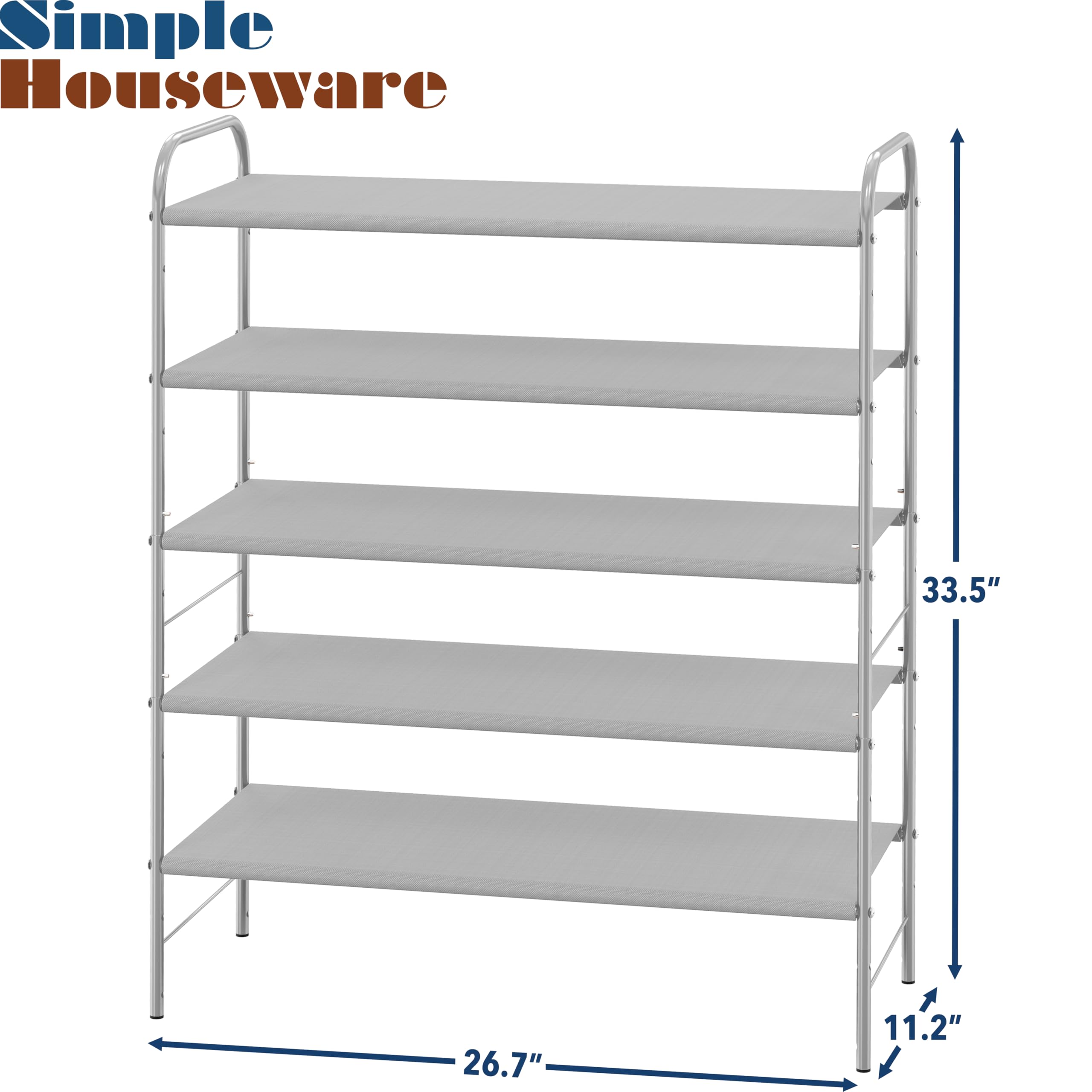 Simple Houseware grey shoe rack shelves filled with sneakers for easy access.
