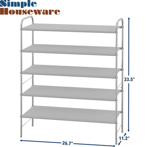 Simple Houseware grey shoe rack shelves filled with sneakers for easy access.