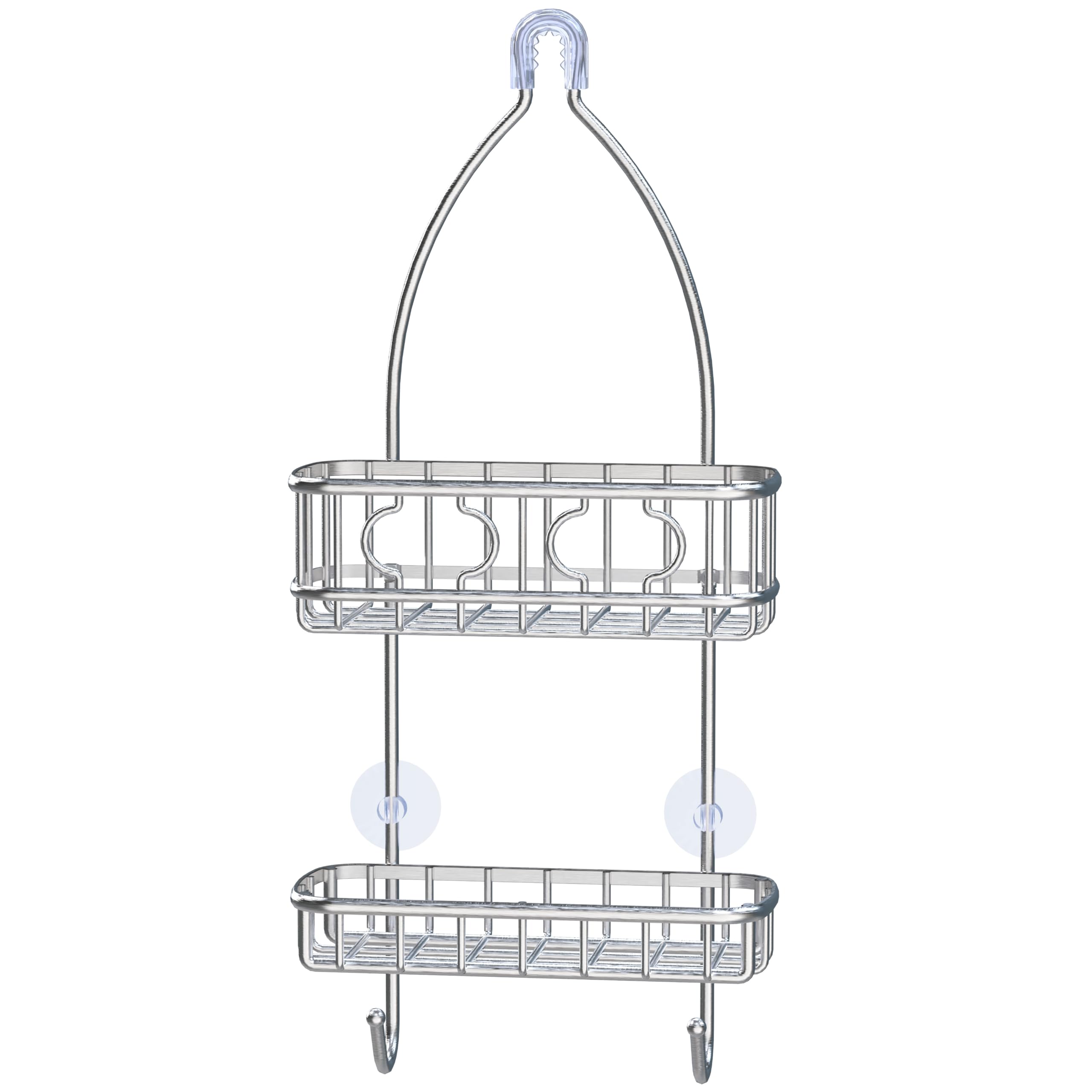 Simple Houseware shower caddy with 2-tier basket keeps tall bottles organized