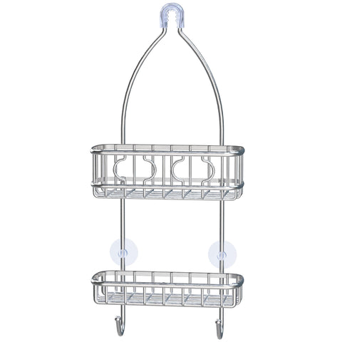 Simple Houseware shower caddy with 2-tier basket keeps tall bottles organized