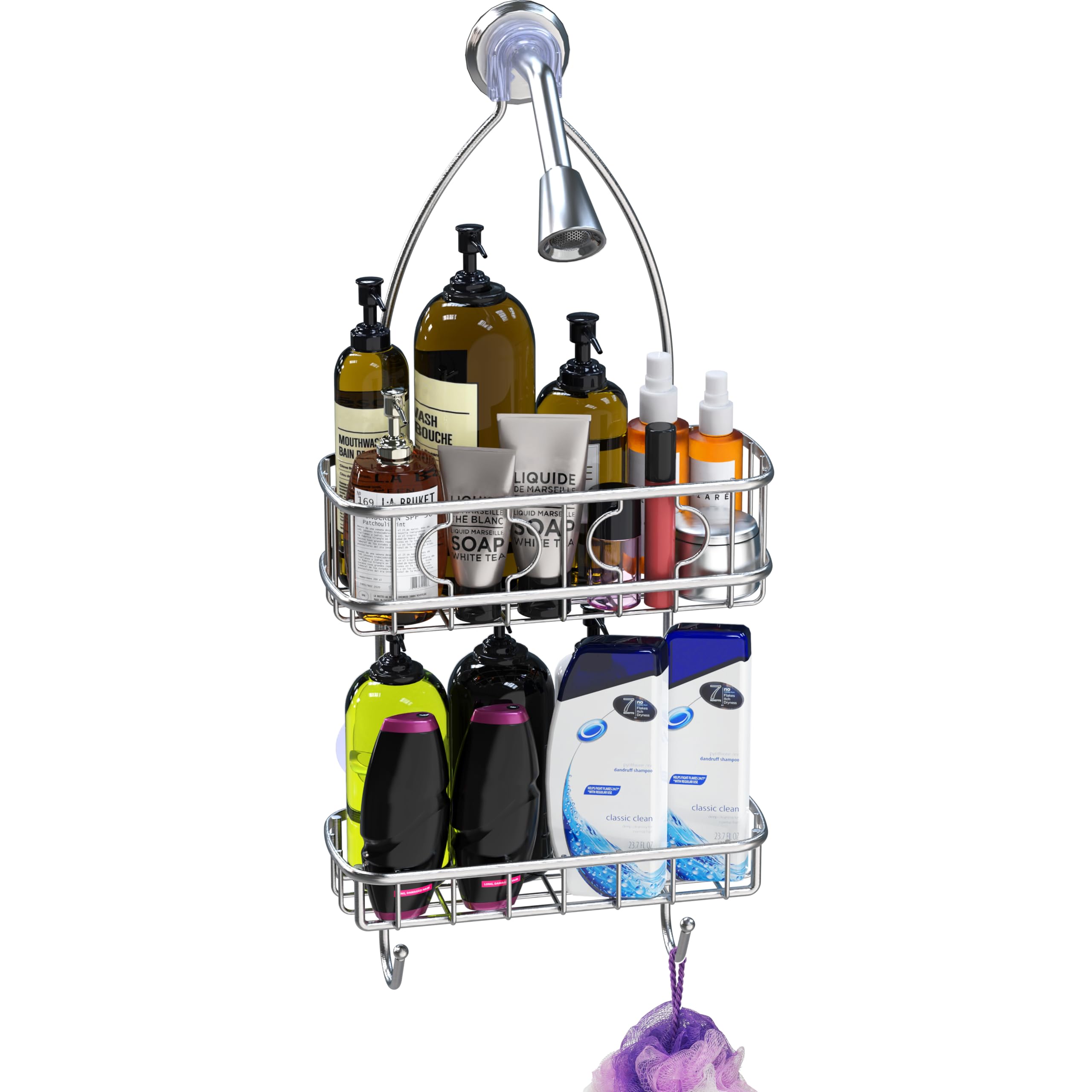 Simple Houseware caddy bottom shelf with hooks for small items and sponges