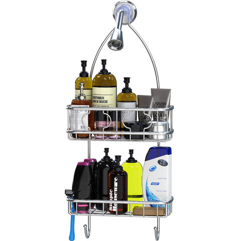 Non-slip grip with dual suction cups keeps the caddy securely in place