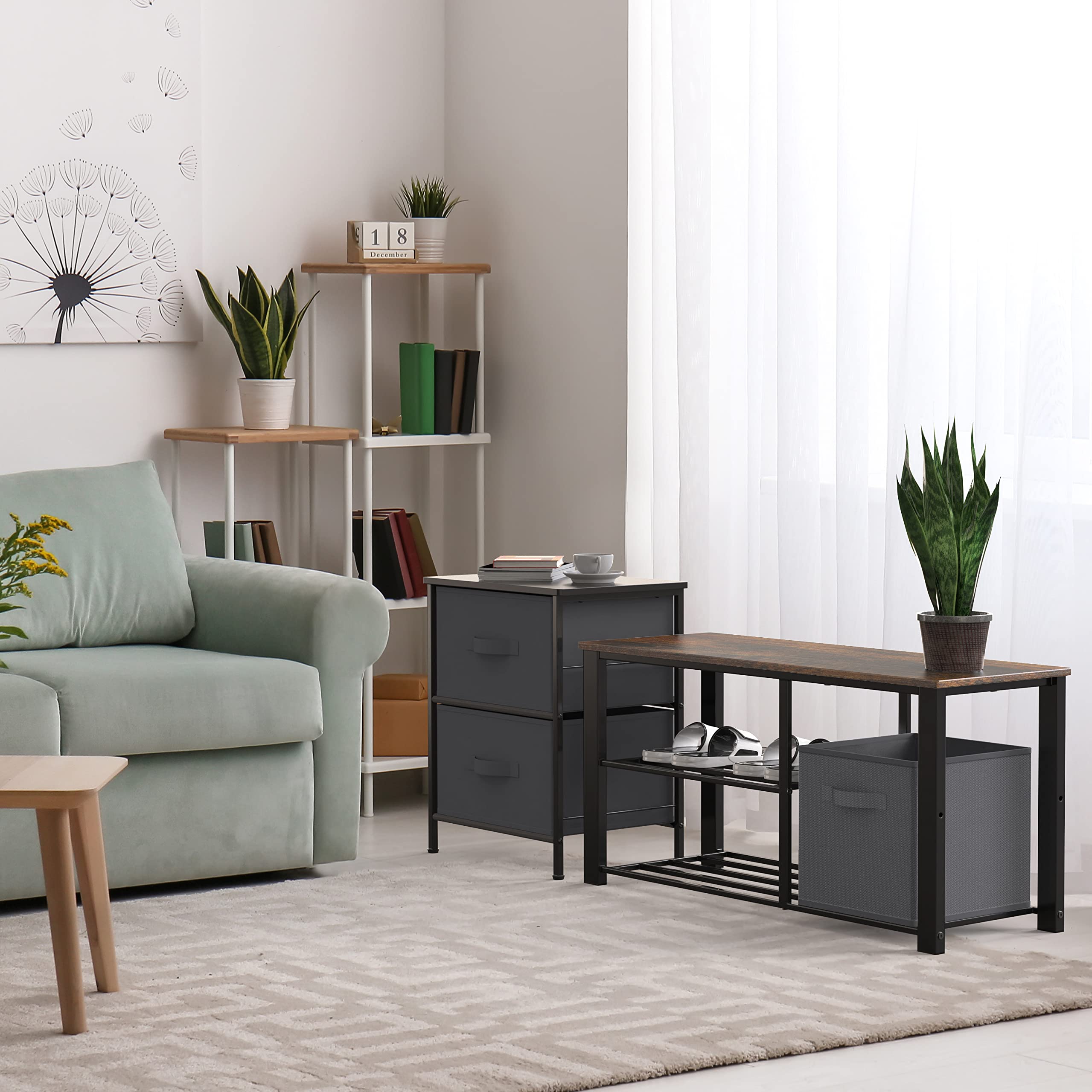 Simple Houseware space-saving bench perfect for entryways and hallways.