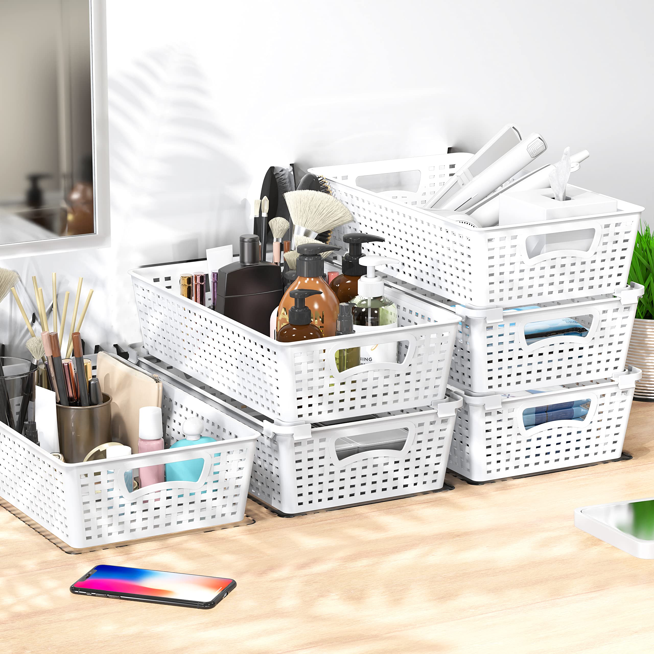 Simple Houseware stackable basket for bath toys and toiletries storage