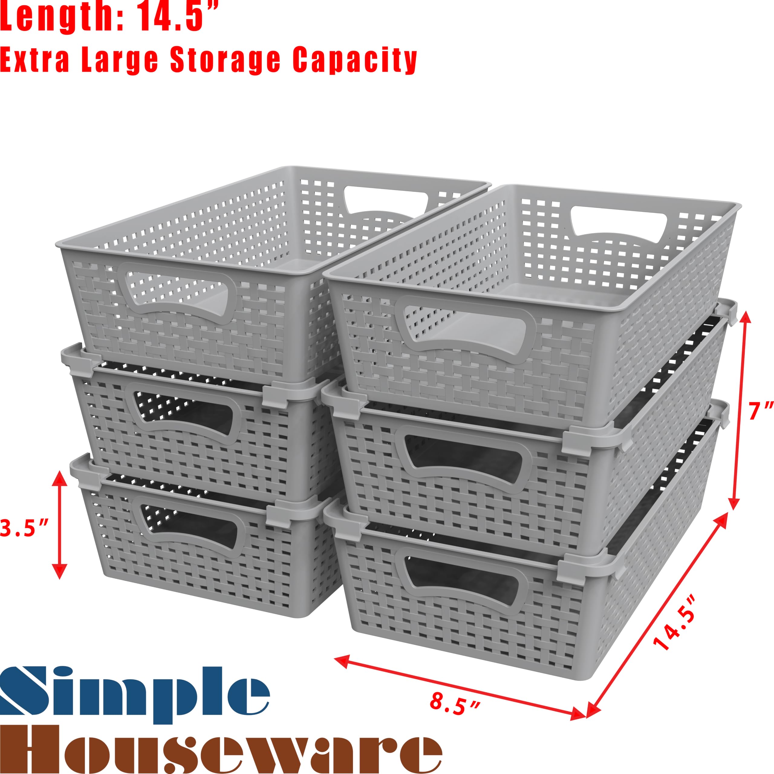 Simple Houseware stackable basket gray showing modular stackable design