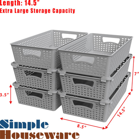 Simple Houseware stackable basket gray showing modular stackable design