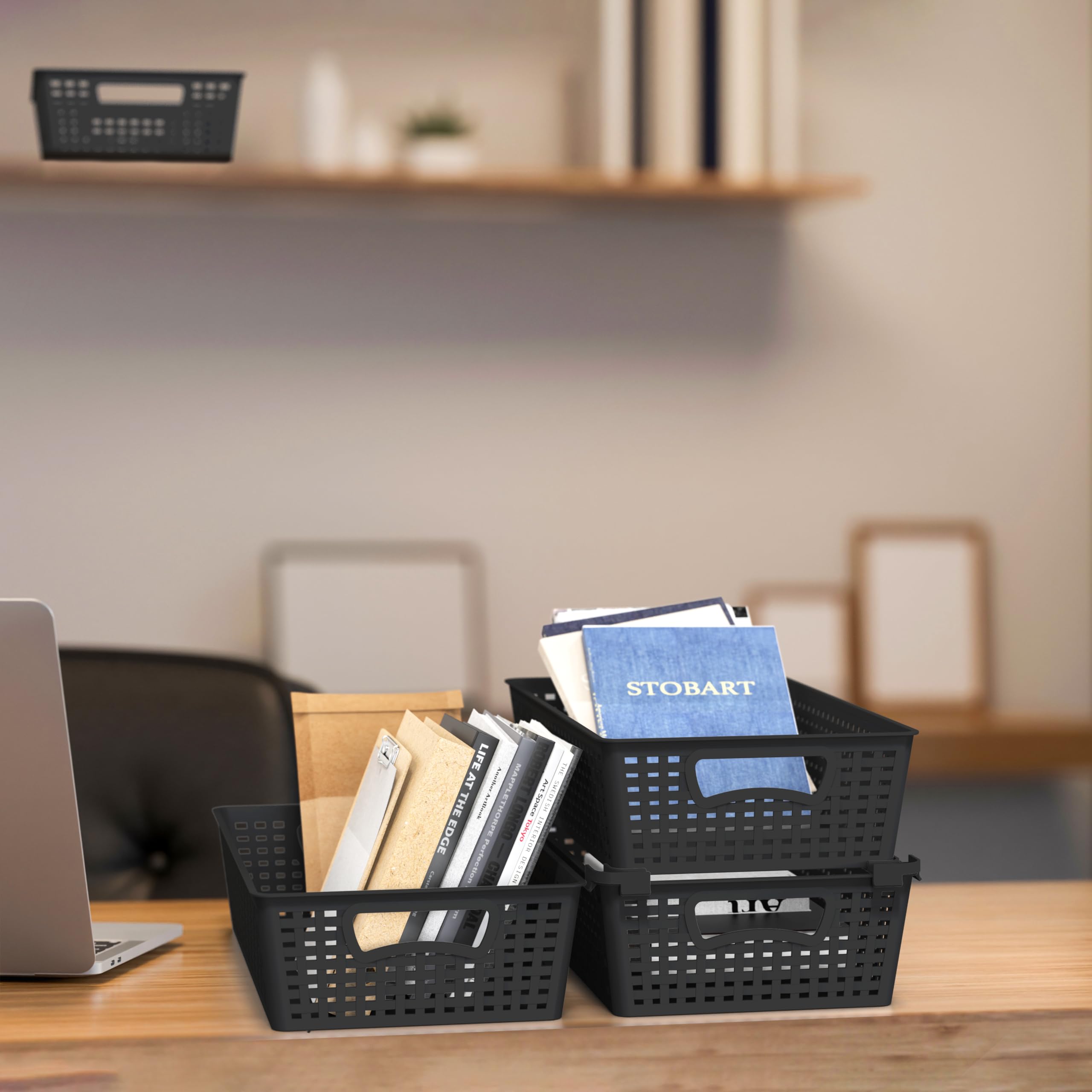 Simple Houseware stackable design saves space in any room.
