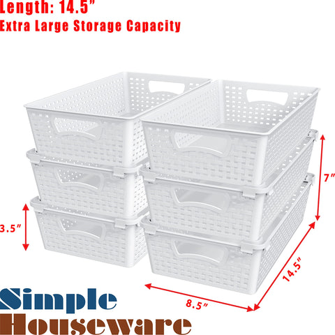 Simple Houseware stackable pantry basket with side handles for easy lifting