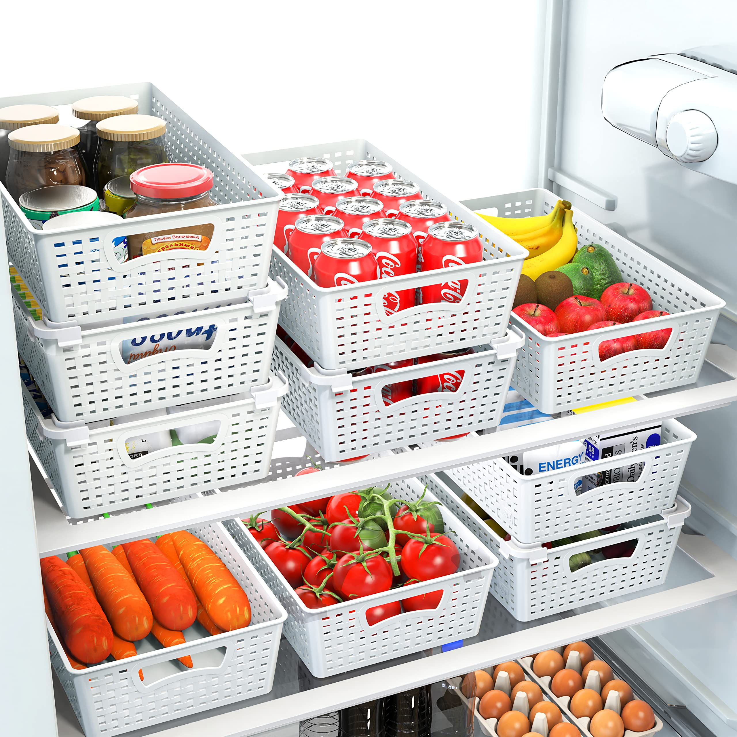 Simple Houseware stackable pantry basket stacked in two levels saves space