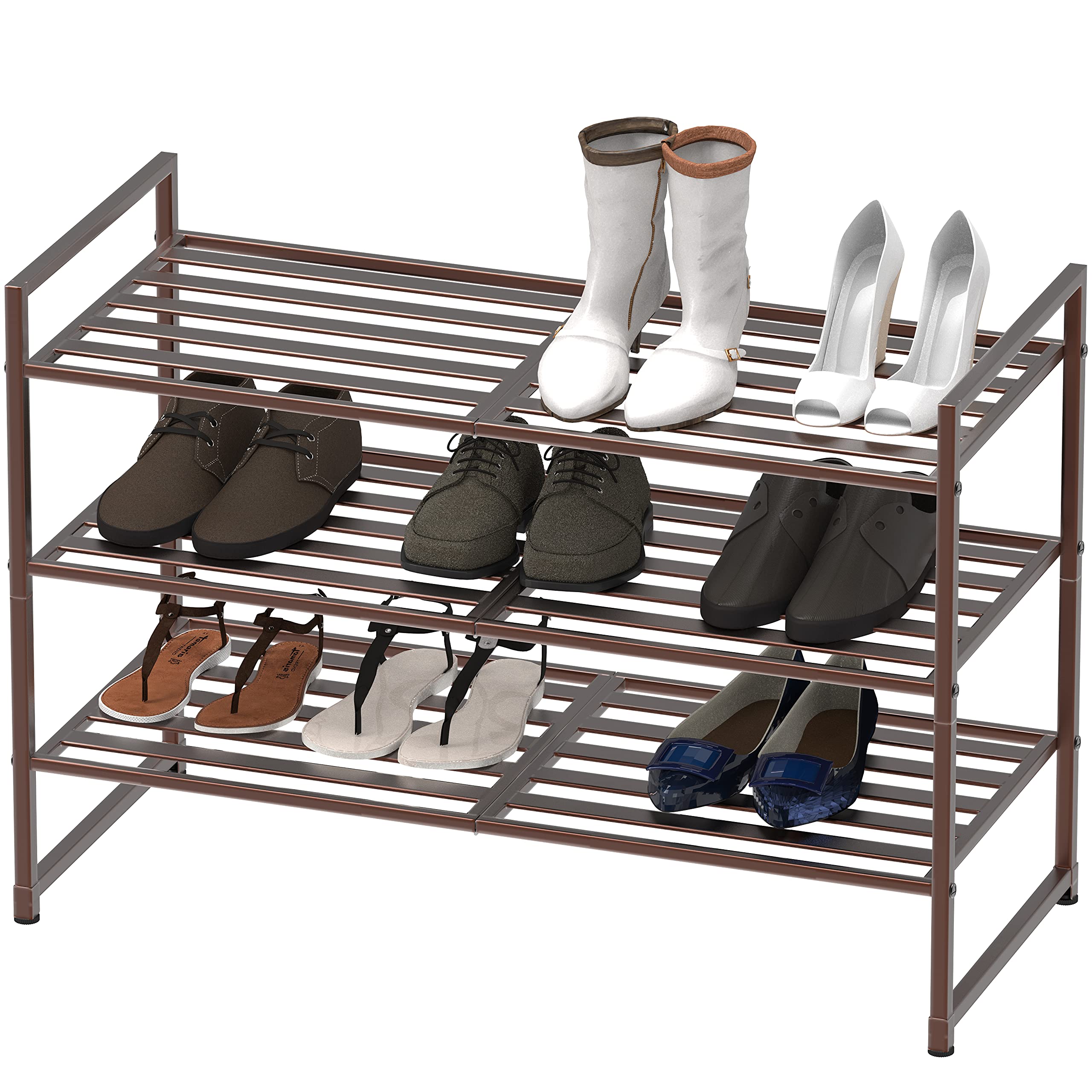 Simple Houseware stackable rack assembly shown for easy setup.