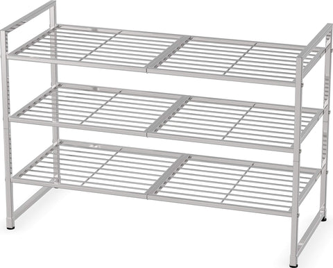 Simple Houseware stackable shoes rack during assembly, perfect for quick organization.
