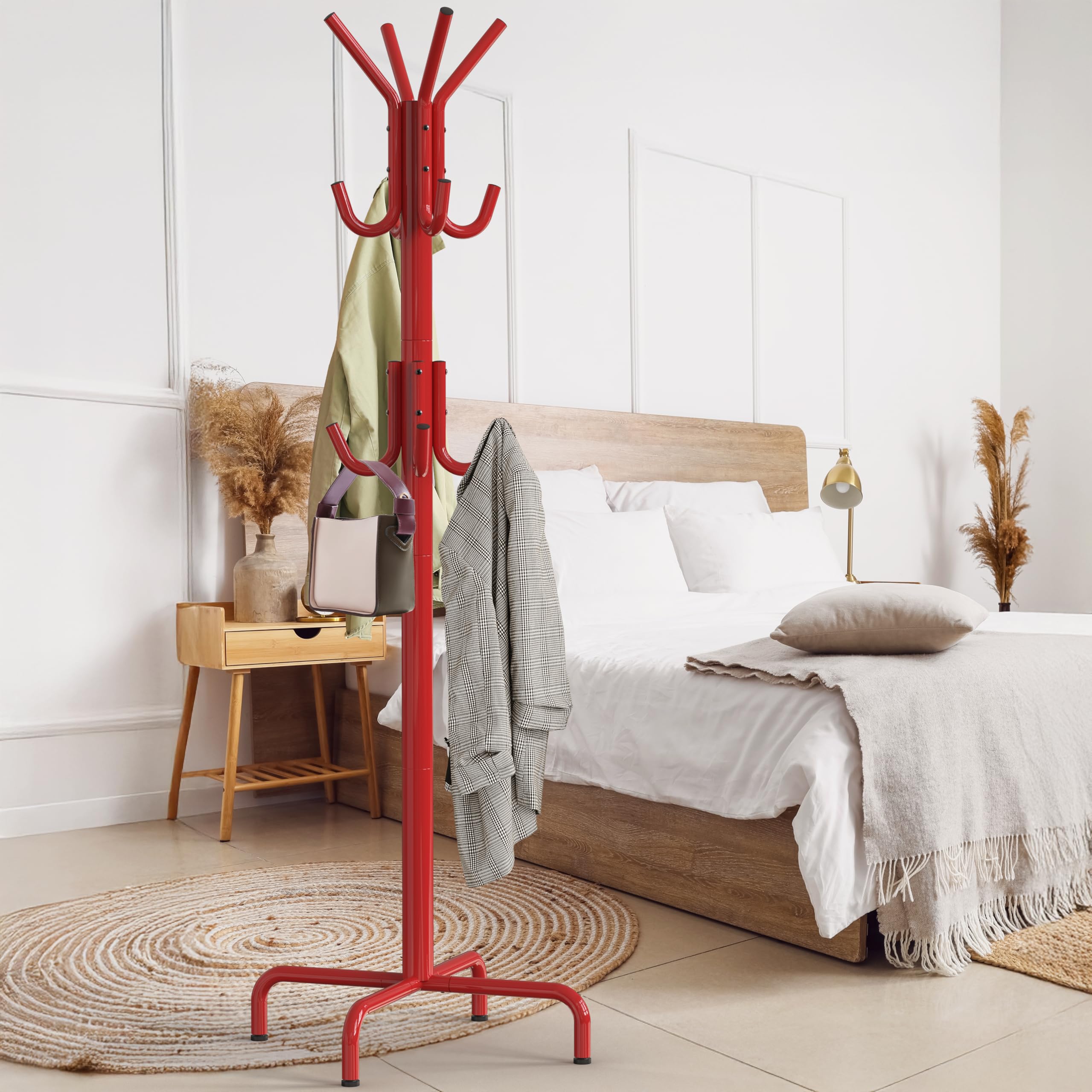 Simple Houseware rack includes adjustable glides to level on uneven floors.