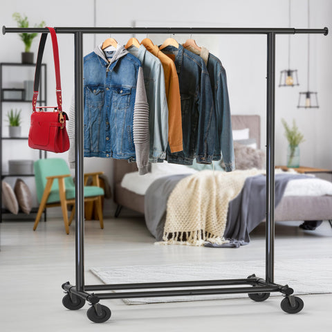 Simple Houseware steel-frame rack delivers durable support for bulky tops and coats.