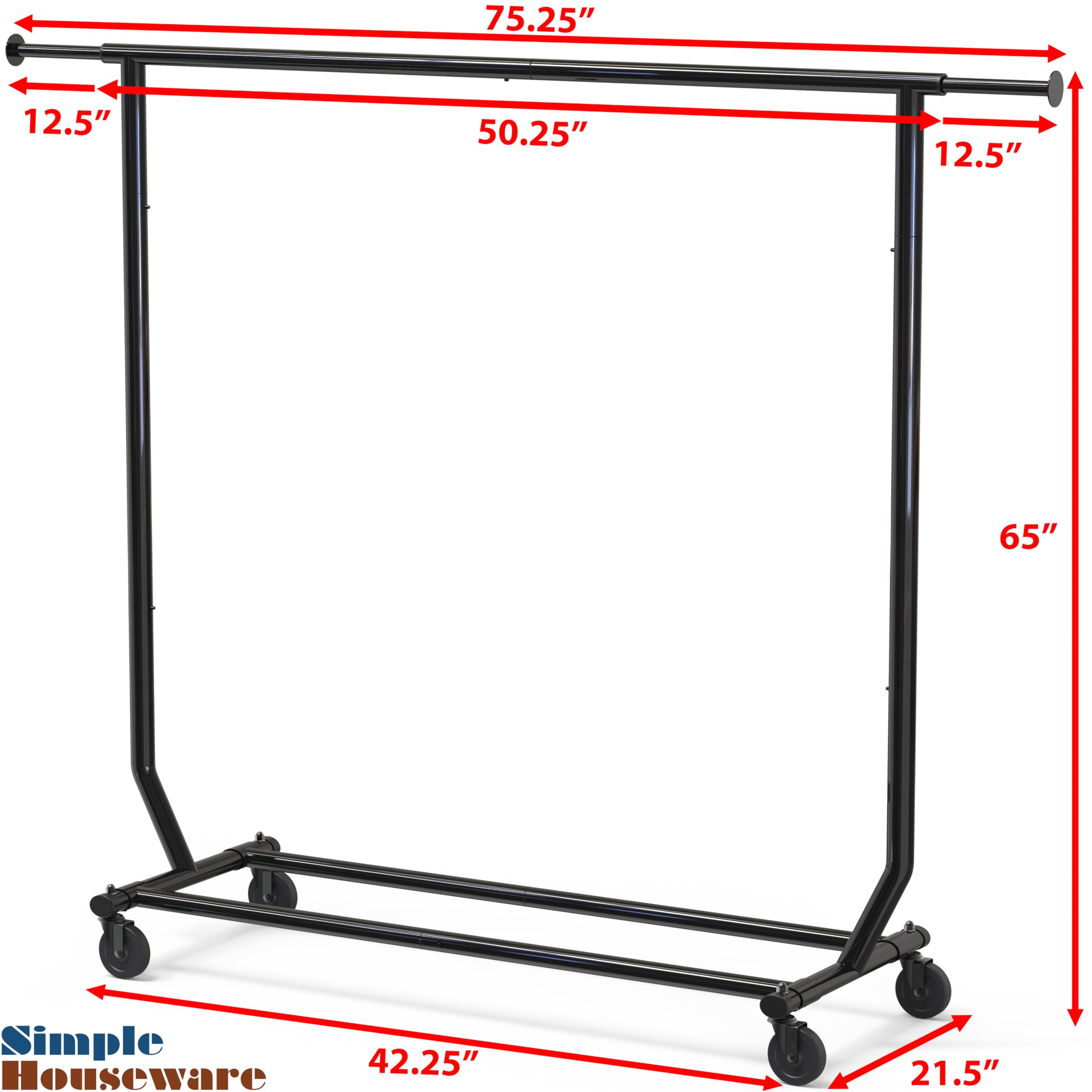 Simple Houseware Supreme garment rack with heavy-duty steel frame for durability.