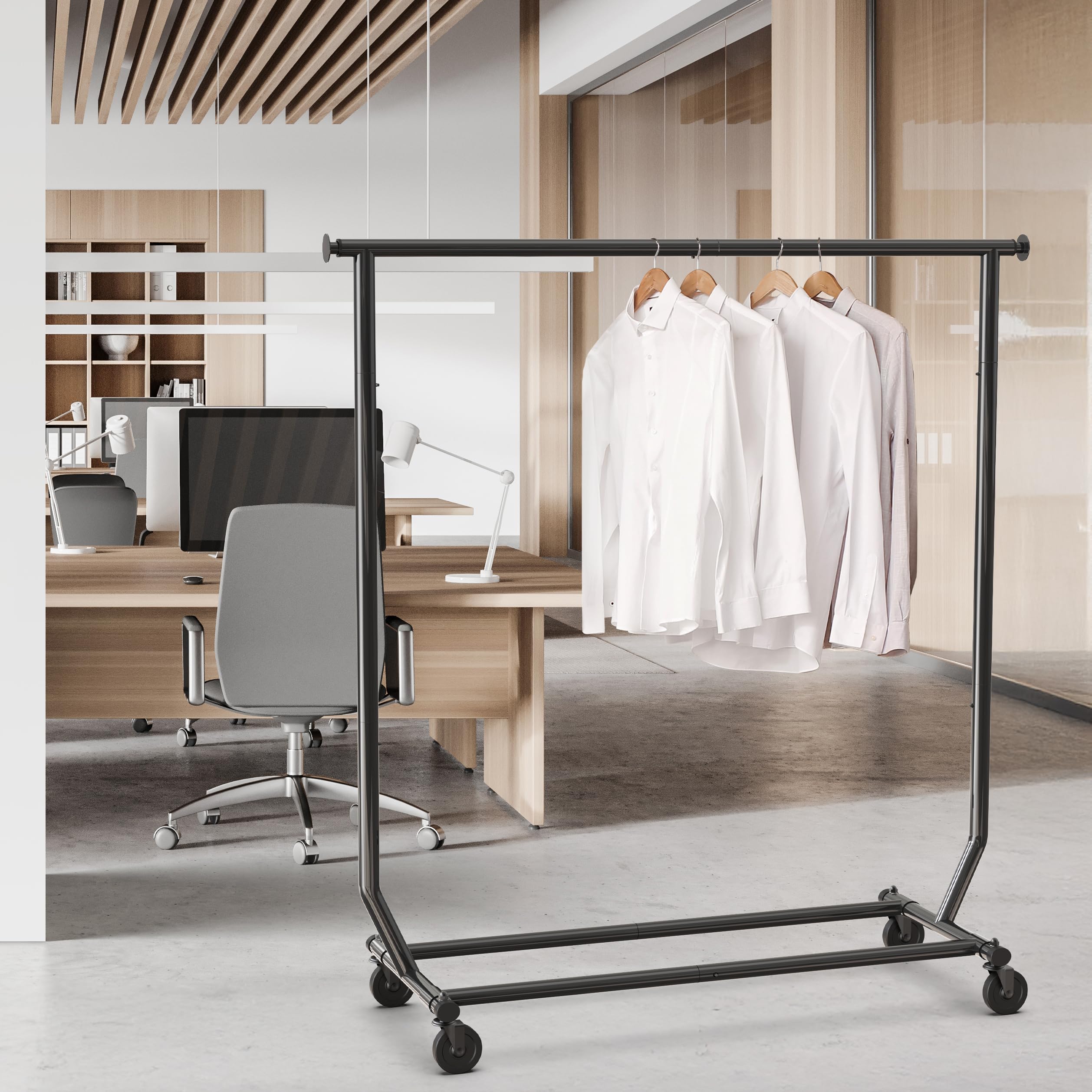 Simple Houseware Supreme garment rack enabling mobility and flexible room organization.