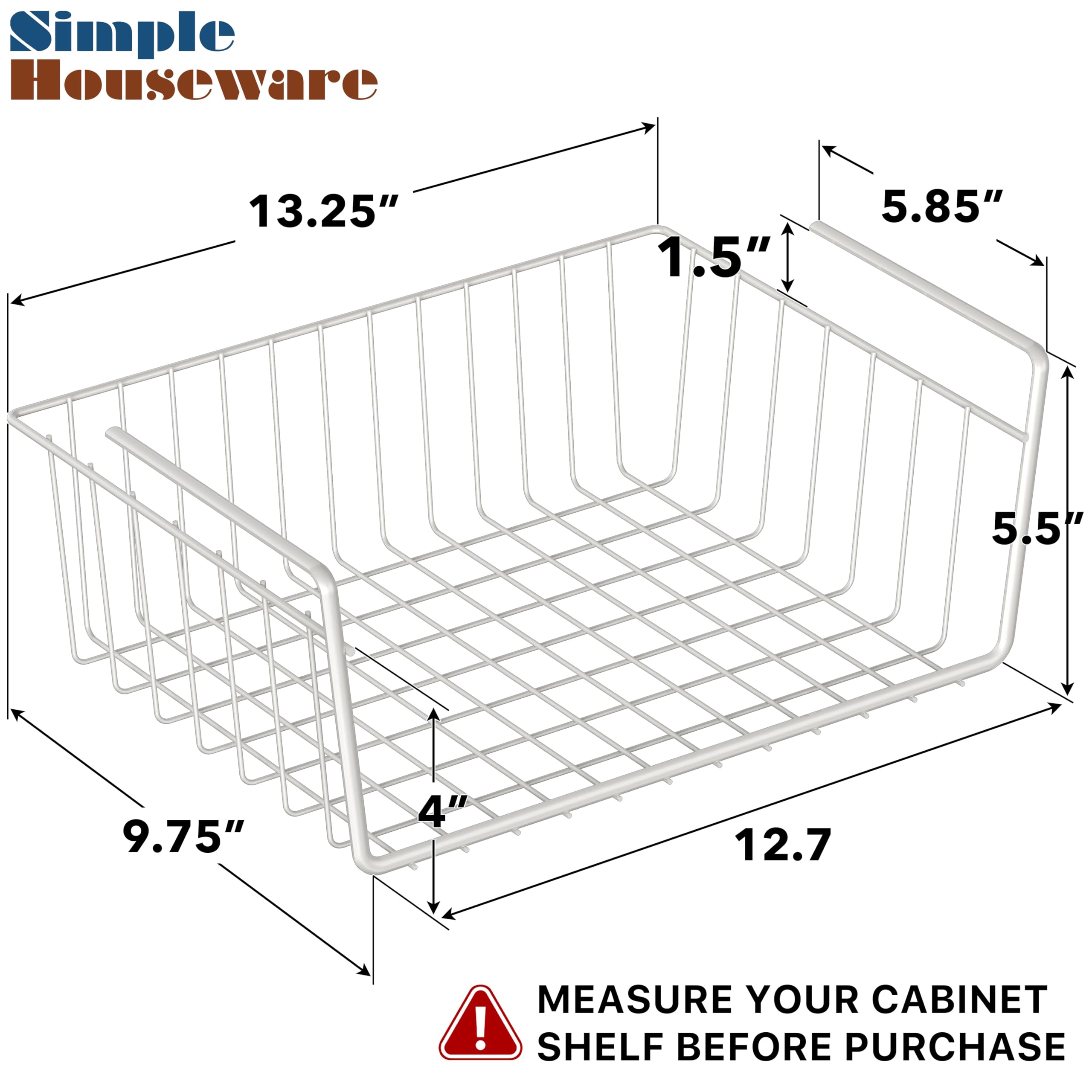 Simple Houseware white under-shelf basket holds napkins and wraps for easy access