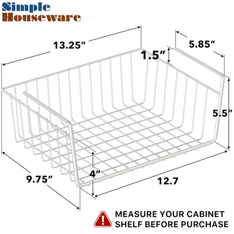 Simple Houseware white under-shelf basket holds napkins and wraps for easy access