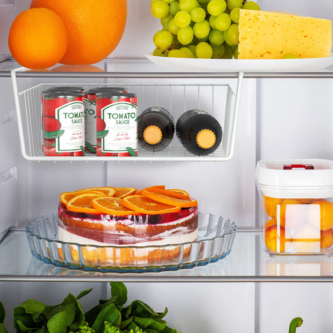 Simple Houseware pantry organization under-shelf basket in a cabinet