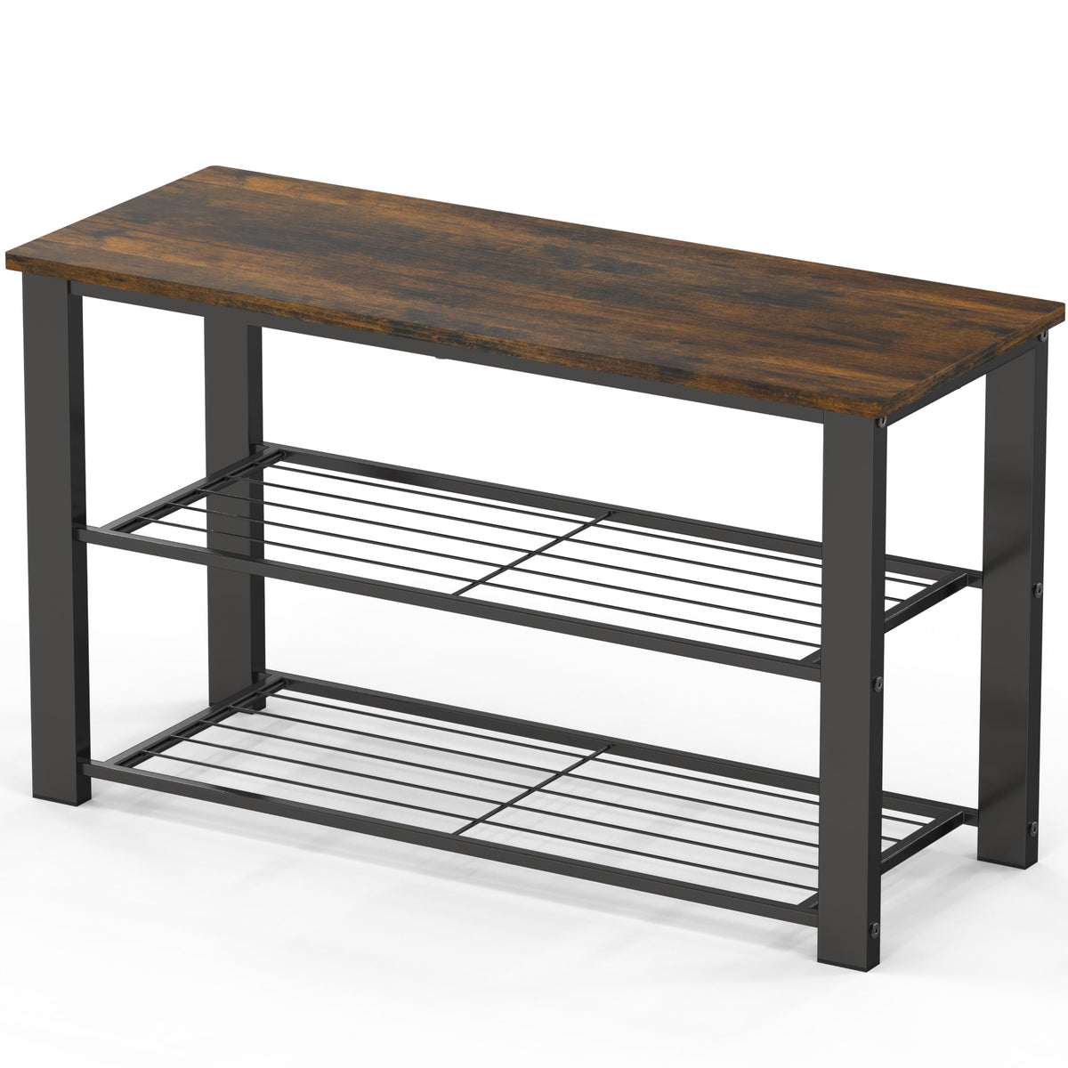 Simple Houseware wood-top shoe storage bench in entryway offers organized storage and a convenient seat.