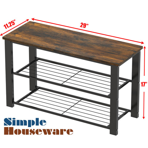 Simple Houseware two-tier shelf holds multiple shoes for tidy entryway floors.