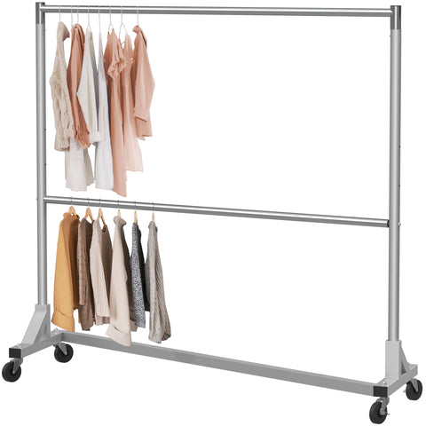 Simple Houseware Z-base garment rack front view showing sturdy construction for heavy garments