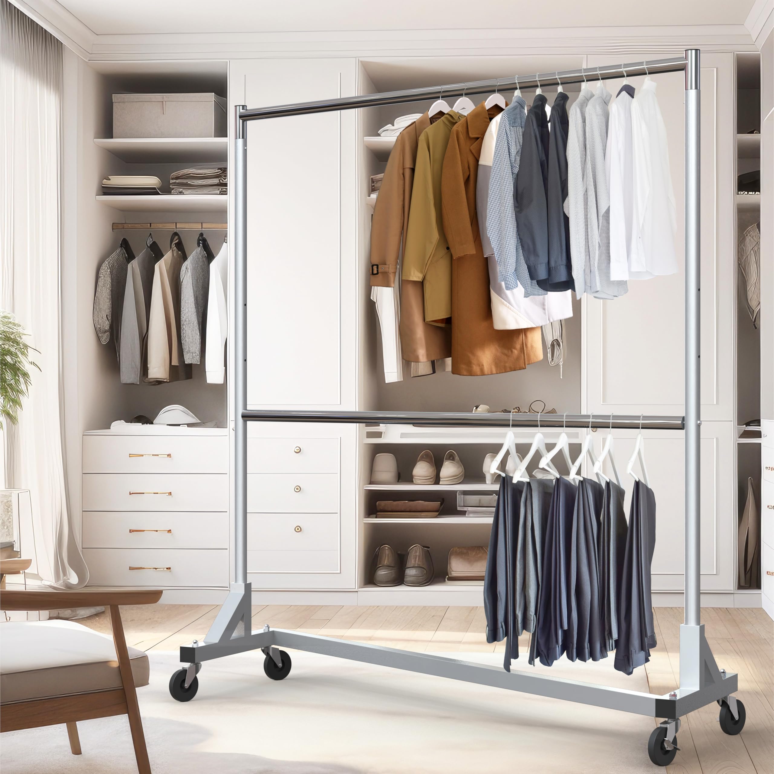 Simple Houseware garment rack at 63-inch height suitable for tall items