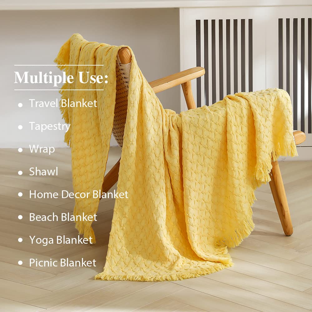 Simple&Opulence throw blanket with fringed edges adds decorative finish.