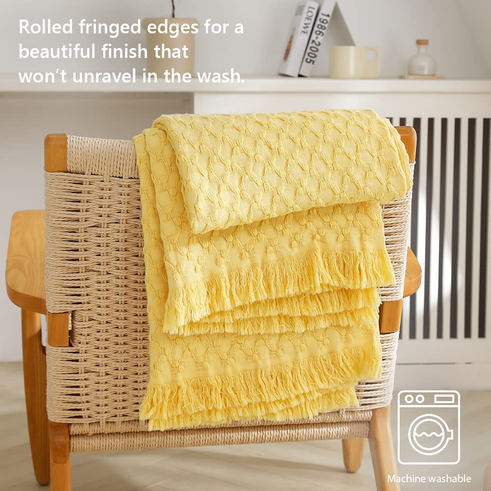 Simple&Opulence throw blanket in light yellow shade for bright room decor.