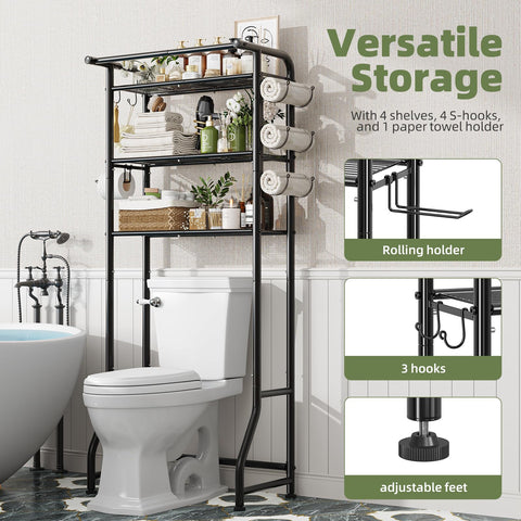 Simple Trending 3-tier bathroom shelf demonstrates versatile storage above the toilet.