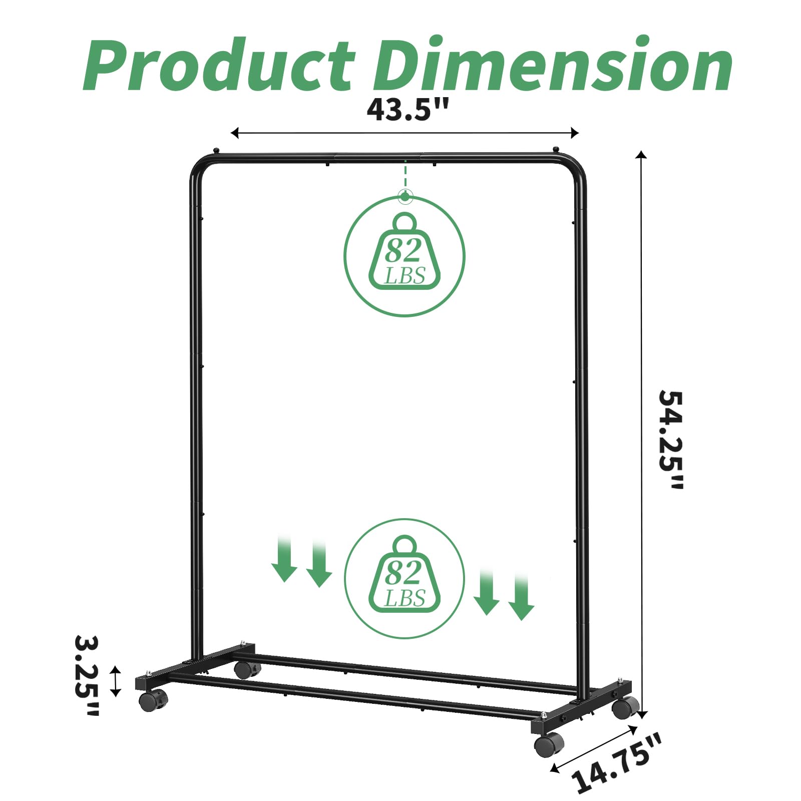 Simple Trending black metal rack on wheels enhances portability and flexibility.