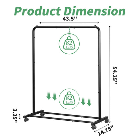 Simple Trending black metal rack on wheels enhances portability and flexibility.