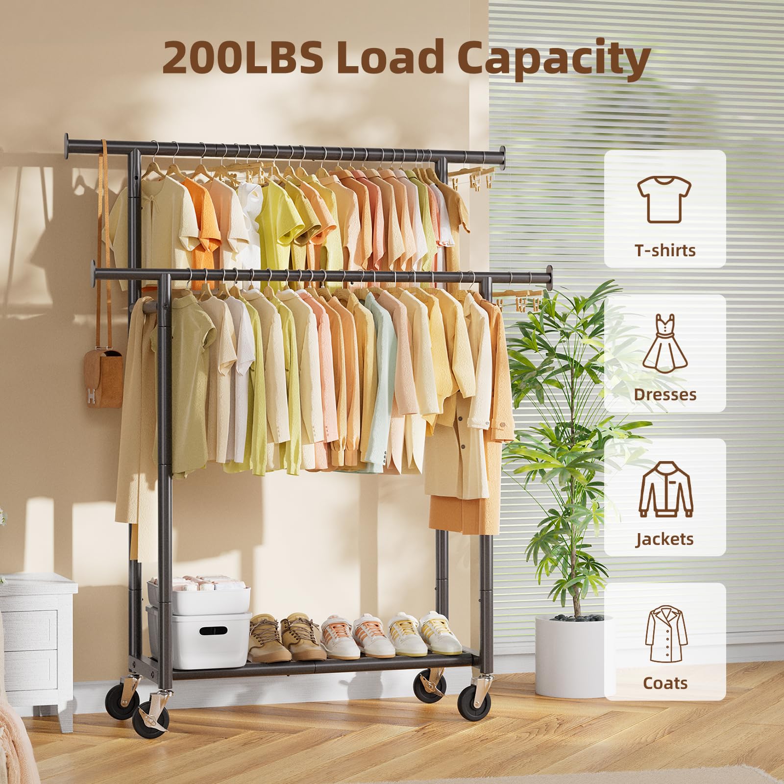 Simple Trending metal garment rack highlights heavy-duty durability
