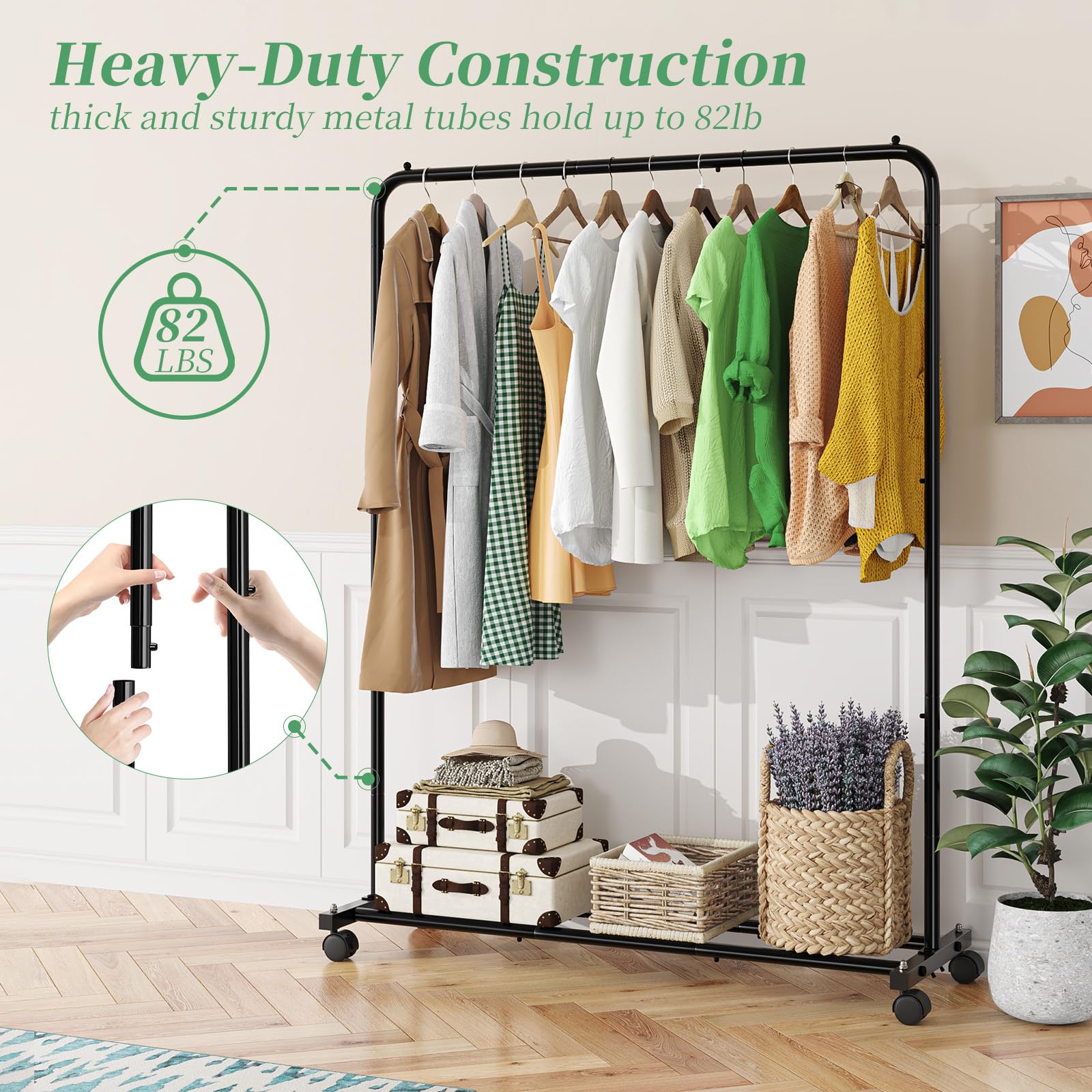 Simple Trending laundry-room rack keeps garments air-drying and organized.