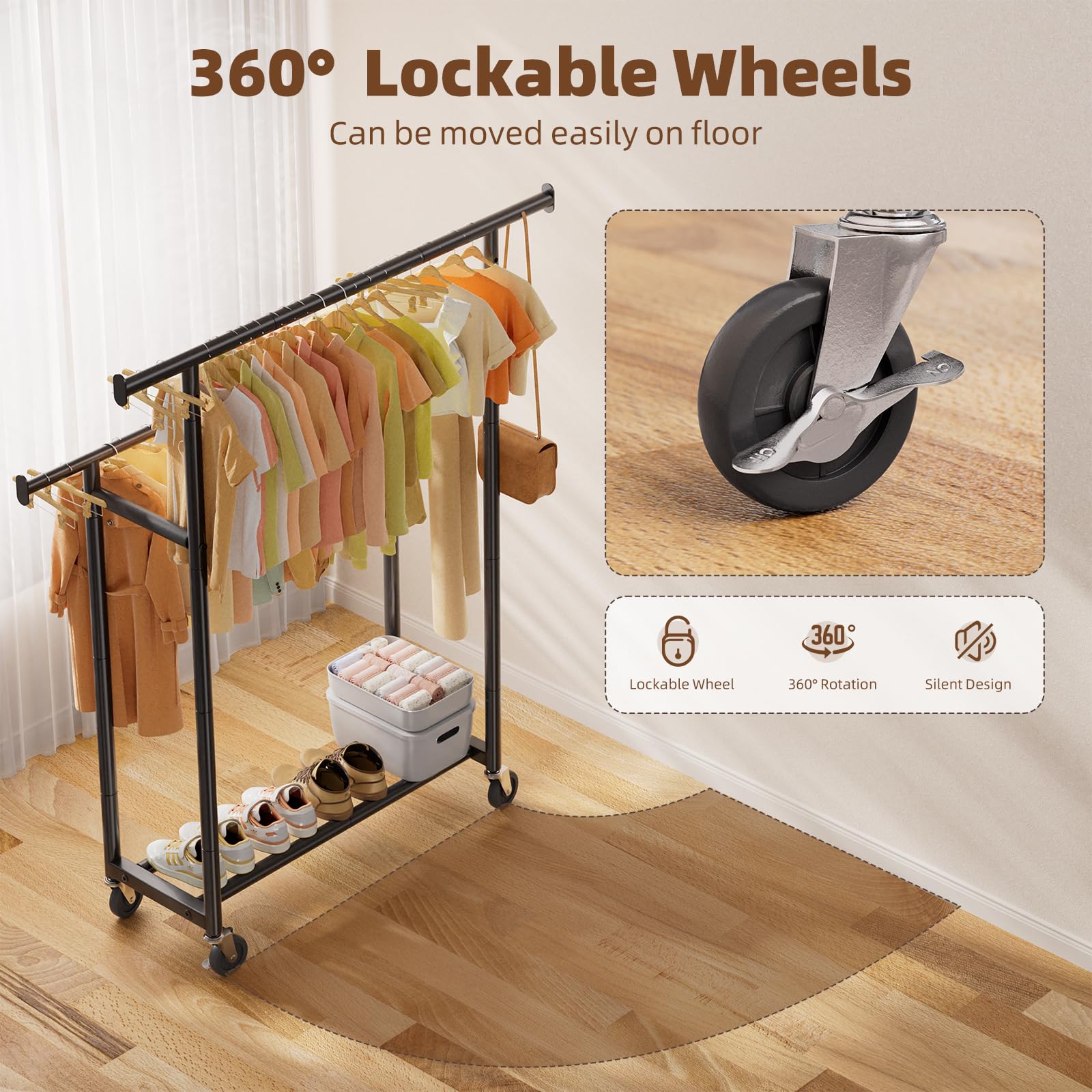 Simple Trending rack on wheels enables easy mobility
