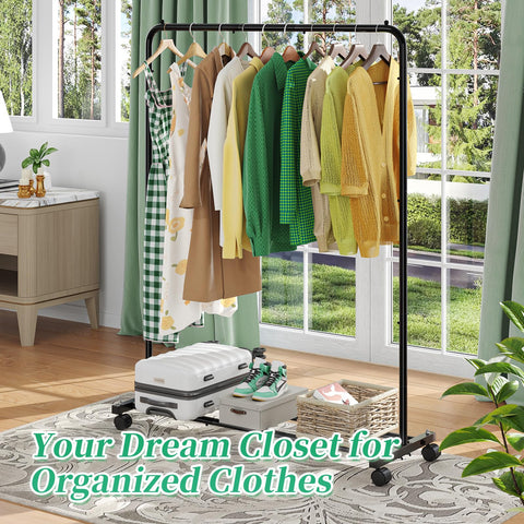 Simple Trending rack with bottom shelf provides extra storage and easy access.