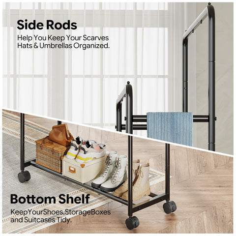 Simple Trending double-level hanging area for organizing tops and outerwear.