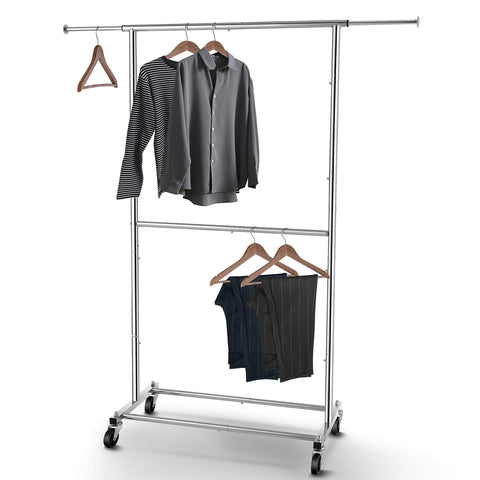 Simple Trending double-rod rack front view for organized daily outfits