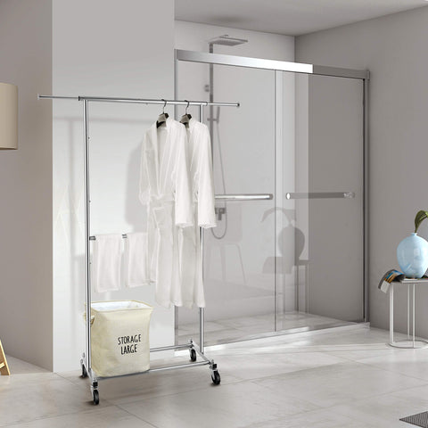 Simple Trending double-rod rack side view highlighting compact footprint