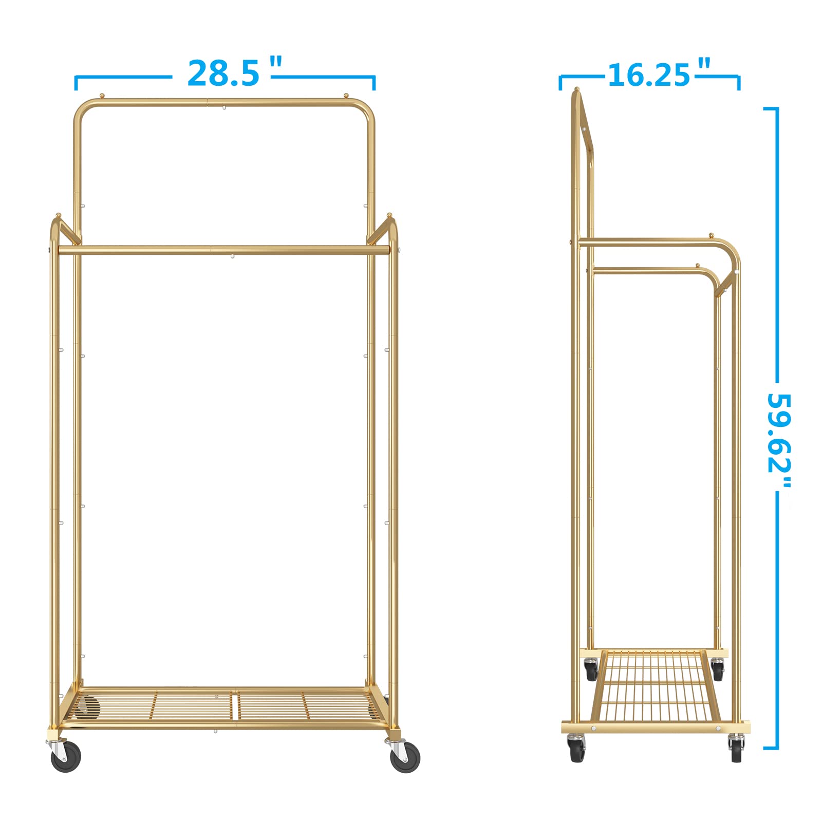 Simple Trending double rod rack gold dimensions clear label helps plan setup.