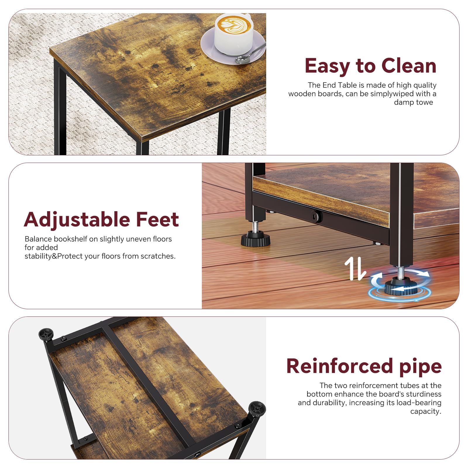 Simple Trending end table combines wood and metal for sturdy daily use