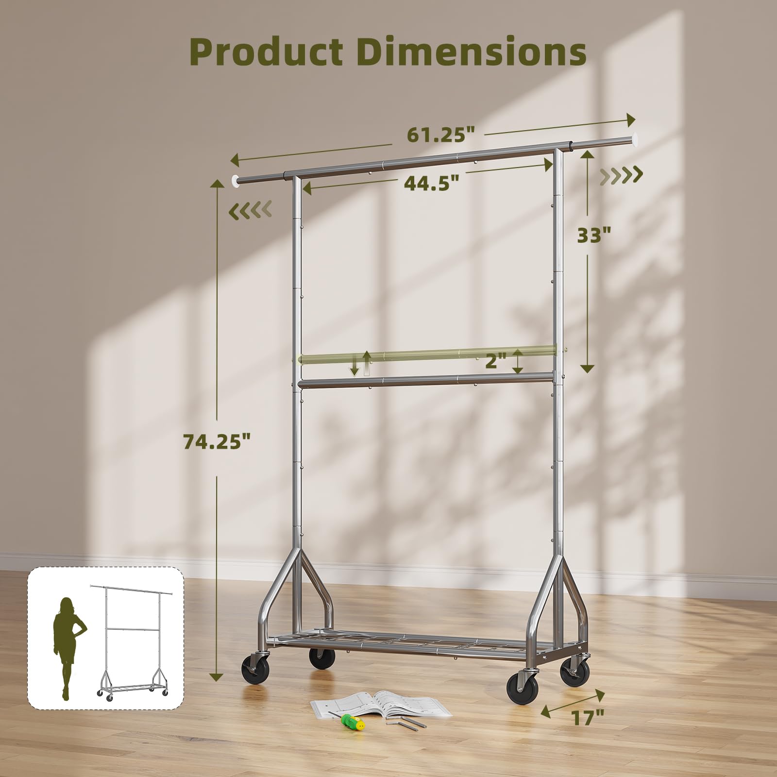 Simple Trending heavy duty clothes rack ready for quick assembly in minutes.