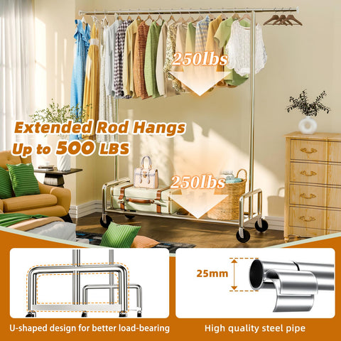 Simple Trending rack with extended top bar offering extra storage space.