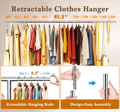 Simple Trending rack in full size provides generous hanging capacity for garments.